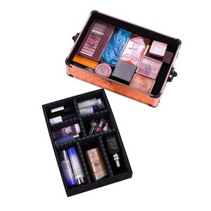 Valigia per Trucco 4-in-1 in Alluminio Intercambiabile Stile Draw Bar Oro Rosa, Borse e Custodie per Cosmetici - Product Image 4