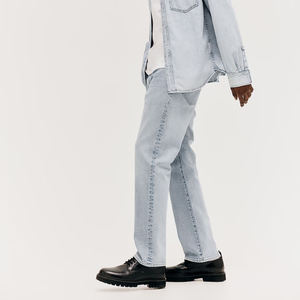 Jean en denim décontracté pour homme, coupe droite, taille mi-haute, 100 % coton respirant, couleur personnalisée - Product Image 6