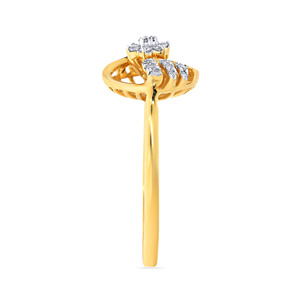 Anillo de Oro de Aana Jewelry, Anillo con Racimo de Diamantes, Piedras Redondas Brillantes, Oro Amarillo de 18K, Peso 3.2g, Diseño Clásico de Halo - Product Image 4