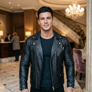 Exotic Ostrich Leather <b>Biker</b> <b>Jacket</b> Plaid Leather Motorcycle <b>Jacket</b> Breathable Summer Casual <b>Jacket</b> Boys Pilot Leather <b>Jacket</b> - Product Image 5