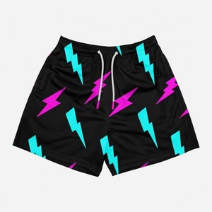 Pantalones cortos de baloncesto de malla de poliéster sublimados personalizados de alta calidad para hombre con rayos, transpirables, deportivos, para gimnasio - Product Image 2