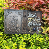 Carnet de notes en cuir « Livre des Ombres », Grimoire en pierre de lapis-lazuli à triple lune en relief 3D, Livre de sorts vintage pour la sorcellerie Wiccan