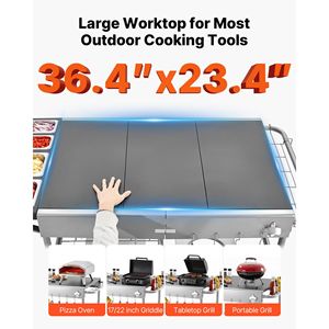 Carrello per Barbecue da Esterno Mobile con Piano di Lavoro 36,4 x 23,4 x 1 Pollici e 4 Contenitori per Spezie per Accessori BBQ - Product Image 4