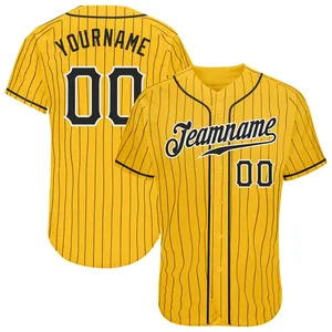 Maillots de baseball les plus vendus, impression personnalisée, série rayée, équipe universitaire, boutons cousus, manches courtes, 100% polyester, antibactérien - Product Image 2