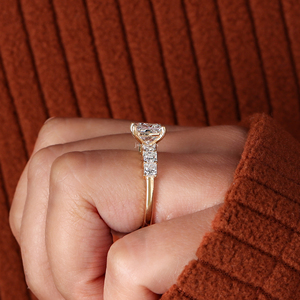 Anillo de Compromiso con Diamante Cultivado en Laboratorio, Corte Princesa, Pavé, Oro Sólido de 14K, Anillo de Novia con Diamante Cuadrado, Certificado IGI - Product Image 2