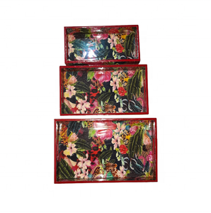 Plateau de service en bois émaillé de qualité artisanale, multicolores, finition naturelle, pour hôtels et restaurants - Product Image 4