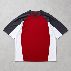เสื้อยืดคอกลมแขนสั้นผู้ชาย คัลเลอร์บล็อก แร็กแลน สำหรับเล่นกีฬาและลำลอง มีแถบสีตัดกัน - Product Image 1
