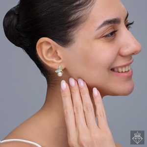 Prao Combo oxidised jhumki ต่างหูไข่มุกคริสตัลรูปใบไม้ - Product Image 3