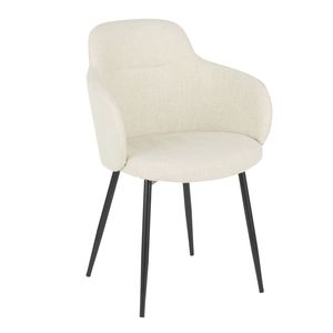 Chaise industrielle Boyne en métal noir et tissu crème, chaises de salle à manger élégantes - Product Image 1