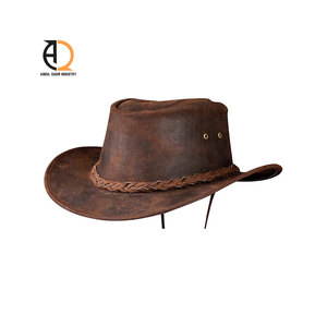 Chapeaux de cowboy en cuir véritable marron clair, style western, chapeau de cowboy Cattleman, taille personnalisée, chapeau en cuir western pour hommes - Product Image 1