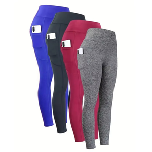 Ropa Deportiva de Moda al por Mayor, Leggings de Gimnasio de Cintura Media con el Último Diseño, Leggings Deportivos para Correr, Yoga, para Mujer, de Poliéster/Algodón Sólido - Product Image 6
