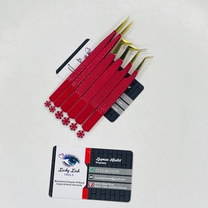 แหนบต่อขนตา Lucky Lash Tools ขายส่ง ผลิตจากเหล็กกล้าไร้สนิมญี่ปุ่น เคลือบสีแดง ป้องกันไฟฟ้าสถิตย์ ขนาด 10 มม. ปลายเรียบ - Product Image 4