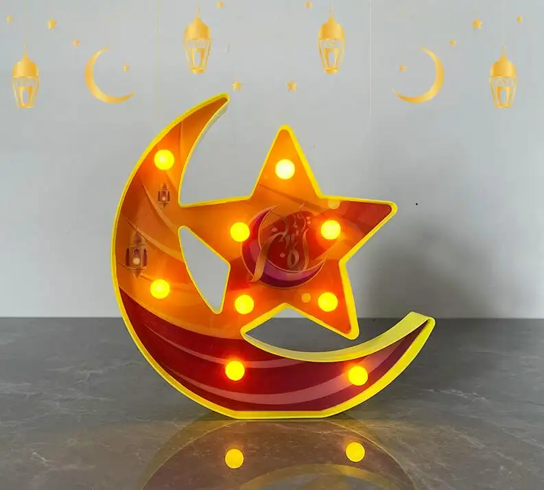 Luna estrella luz Eid Mubarak feliz Ramadán Kareem Al Adha musulmán islámico Iftar fiesta MESA CENTRO DE MESA decoración de pared regalo