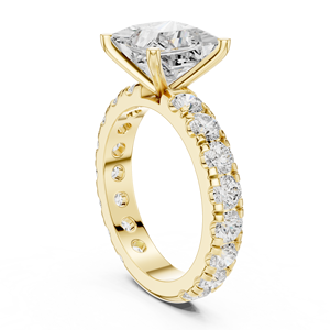 Anillo de compromiso y aniversario Aries Jewel Classic Pave Band con diamante de laboratorio de corte princesa de 3 CT E VS en oro macizo de 14K - Product Image 3
