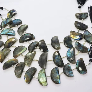Perles de labradorite naturelle facettées, sculptées en forme de demi-lune, 12x25 mm, pierres fantaisie, 11 perles, perles de labradorite pour bijoux - Product Image 1