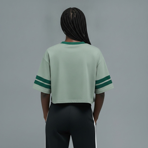 Prix de gros – T-shirt court en jersey 100 % coton à col rond pour femme, idéal pour l'été décontracté, avec applications personnalisables - Product Image 3