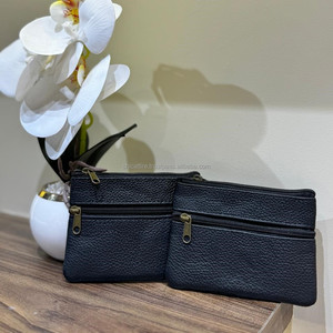 Nuevo bolso personalizado de dos cremalleras de cuero genuino para mujer, Mini monedero personalizado de cuero Real, billetera pequeña, estuches para tarjetas de crédito - Product Image 2