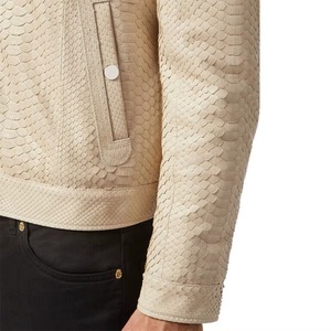 Luxury Python Texture <b>Leather</b> <b>Jacket</b> Men Genuine Cowhide Fashion OEM ODM Factory Sample Service Available Global - Product Image 3