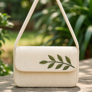 Bolso Rectangular Lavable Hecho a Mano con Cuentas de Vidrio Bordadas en Poliéster y Patrón de Hojas, Elaborado con Cuidado - Product Image 3