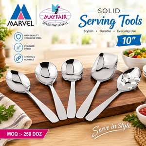 Juego de 5 Cucharas de Cocina de Acero Inoxidable Ecológicas con Acabado Cromado Multifuncional de Diferentes Formas, Aptas para Contacto con Alimentos - Product Image 3