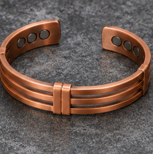 Pure Copper Triple Band Parallel Open Cuff Therapy Bracelet Exquisite Craftsmanship Fashion Jewelry - Product Image 3