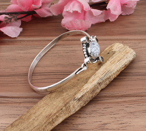Natural Dendritic <b>Opal</b> Bangle 925 Sterling Silver For Women Vintage Shrub <b>Opal</b> Gemstone Cuff <b>Bracelet</b> Handmade Merlinite Jewelry - Product Image 2