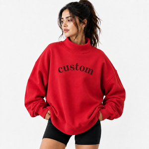 Suéter Oversize de Cuello Alto para Mujer, Ligero, de Algodón y Felpa, Corte Holgado, Ropa Casual de Invierno, Proveedor de Fábrica OEM - Product Image 1