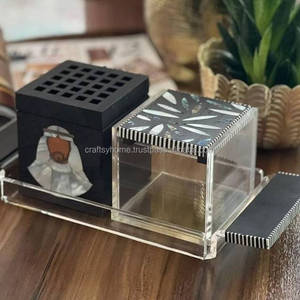 Juego de bandejas artesanales de perlas para decoración del hogar, caja de almacenamiento árabe, quemador de incienso Eid de Ramadán, regalo - Product Image 2