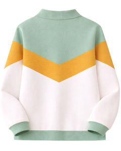 Pull à col montant zippé unisexe, coupe classique, style décontracté, color block, tricoté, 100% coton respirant, idéal pour le printemps - Product Image 2