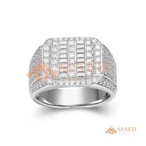 <b>Mens</b> Silver Tone <b>Ring</b> Iced Hip Hop Band <b>Ring</b> Luxury Statement Jewelry <b>for</b> <b>Men</b> - Product Image 4