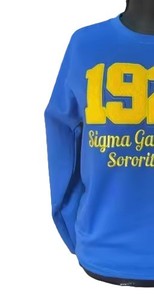 Sweat-shirt pour femme 1922 en chenille avec lettres brodées Sigma Gamma Rho, col rond, en polaire bleu, pour sororité - Product Image 4