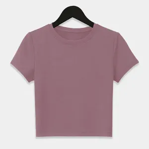 T-shirt graphique ajusté à logo personnalisé pour femme, T-shirts de fitness, Crop tops pour femme - Product Image 3