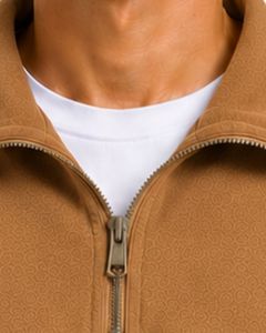 Camel Brown <b>Men</b> Oversized Quarter Zip Sweatshirt <b>Pullover</b> Fleece Cotton Polyester Casual Winter Sweatshirt With Stand Collar - Product Image 4