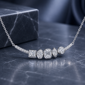 14K White Gold Multi Shape Moissanite <b>Pendant</b> for Women Fine Jewelry Wholesale OEM ODM Custom Manufacturer Luxury Necklace - Product Image 1