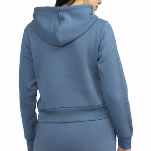 Hoodie court pour femme 100% coton, tricoté, respirant, écologique, à épaules tombantes, style streetwear décontracté, personnalisable, à motifs, à prix bas - Product Image 2