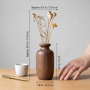 Wooden Handicraft Home Decoration Solid Wood Vase <b>Black</b> Walnut Wood <b>Small</b> Decorative Piece <b>Table</b> Top Decorative Vase - Product Image 5