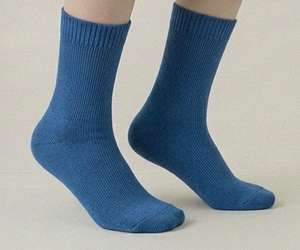 Chaussettes ras du cou pour femmes, bleu uni, tricotées, respirantes, pour usage quotidien, longueur standard, automne - Product Image 2