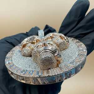 Colgante de Lujo Hip Hop con Diseño de Calavera de Mono de los Tres Reyes Magos, Totalmente Engastado con Moissanita VVS, en Plata 925, para Fiestas - Product Image 2