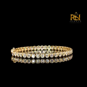 Old Mine Cushion Cut Lab Grown Diamond Tennis Bracelet Vintage Eternity Link Bracelet 9K 14K 18K <b>Solid</b> <b>Gold</b> Fine Jewelry - Product Image 4