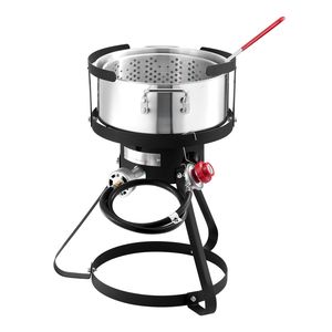 Kit Friggitrice a Propano in Alluminio da 10 Qt per Esterni con Pentola Profonda per Frutti di Mare, Termometro e Cestello Scolapasta per Friggere Ali di Pollo - Product Image 4