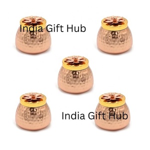 Thủ công mỹ nghệ trung tâm độc đáo Búa đồng mạ trái cây khô nồi hình dạng lọ/<span class=keywords><strong>container</strong></span> với nắp đa năng trang trí bát đồng - Product Image 1