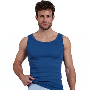 Wholesale Breathable Sporty 100% Cotton <b>Mens</b> Casual Knitted Gym <b>Singlet</b> Plus Size Solid Vest - Product Image 4