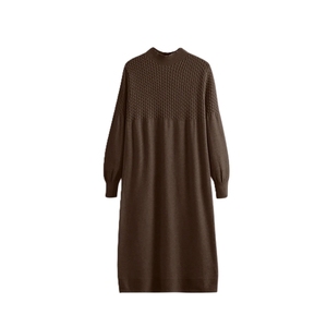 Robe pull mini en tricot côtelé pour femme, col en V, manches longues, boutonnée sur le devant, couleur unie, décontractée, respirante, pour l'automne - Product Image 5
