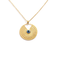 Collier pendentif œil du diable pour femmes, style hip-hop, en acier inoxydable 304 avec placage or électrolytique