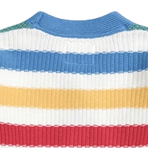 Cárdigan de punto multicolor a rayas para bebé con ribete azul, suéter de algodón suave con botones frontales para recién nacido, bebé y niño pequeño - Product Image 5