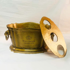 Cubo de Hielo para Champán Dorado Premium con Tapa Extraíble, Soporte para 3 Botellas, Enfriador de Vino Bollinger, Decoración Vintage para Bar, Enfriador de Champán - Product Image 6