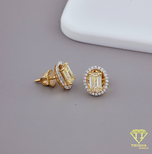 Fancy Yellow Diamond <b>Stud</b> Earrings Oval Shape Moissanite Diamond Earrings For Wedding Jewelry - Product Image 4
