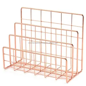 Modern Design Office Document Storage Holder Stand White Wrought Iron Metal Wire Mesh Wall Mount