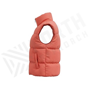 Quilted Vest Women's Stand Collar Zipper Front Solid Color Winter Warm Polyester Filling Regular Length - Product Image 3