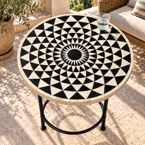 Geometric Round Centre <b>Table</b> with Resin Inlay | MDF Top <b>Black</b> Iron Frame Artistic Luxury Modern Designer <b>Living</b> <b>Room</b> Accent - Product Image 3